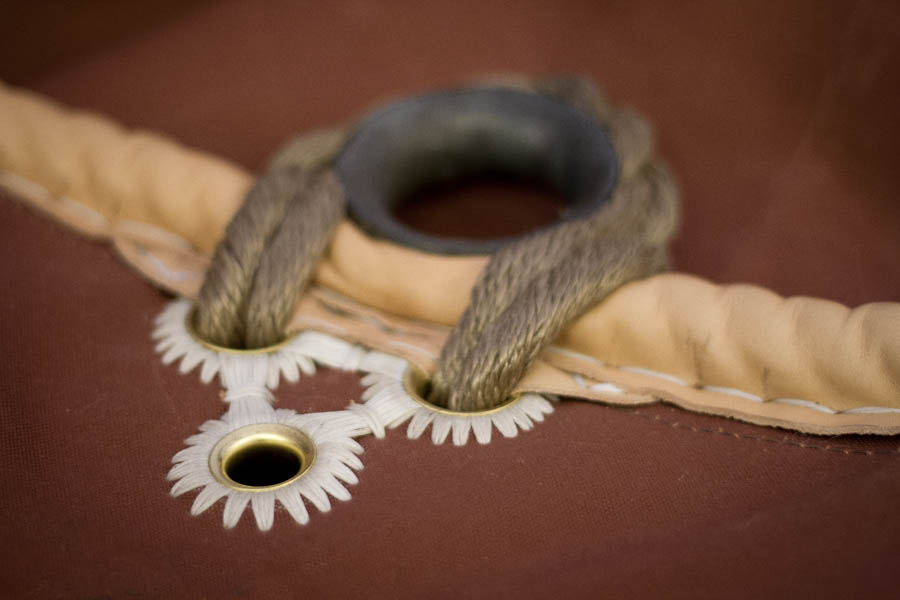 Throat cringle with hand worked eyelets - DEODAR mainsail 100 sqm - Clipper Canvas Tan 750g/sqm